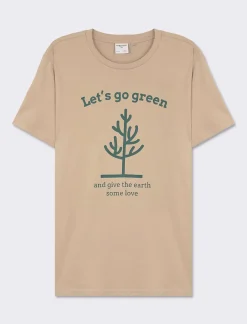 Uomo Piazza Italia Uomo|Polo E T-Shirt<T-shirt girocollo con stampa a contrasto sulle maniche regular fit - tortora