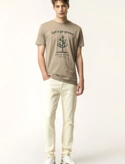 Uomo Piazza Italia Uomo|Polo E T-Shirt<T-shirt girocollo con stampa a contrasto sulle maniche regular fit - tortora