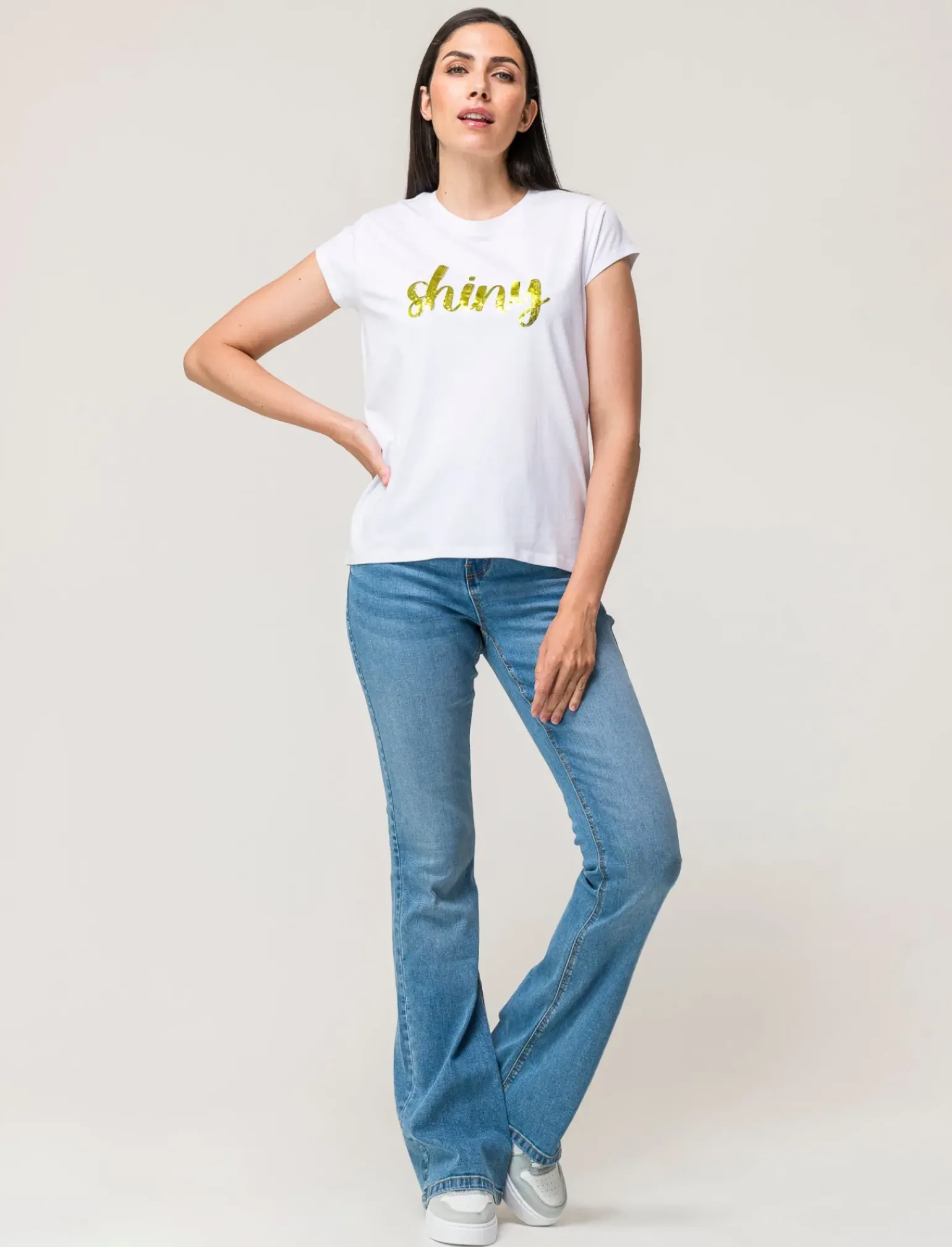 Donna Piazza Italia Donna|T-Shirt E Top<T-shirt girocollo in cotone con stampa e applicazione cordoncino, vestibilità regular - var 3