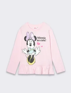 Piazza Italia T-Shirt E Top|T-Shirt E Top<T-shirt girocollo manica lunga 100% cotone con balza al fondo e stampa Minnie -