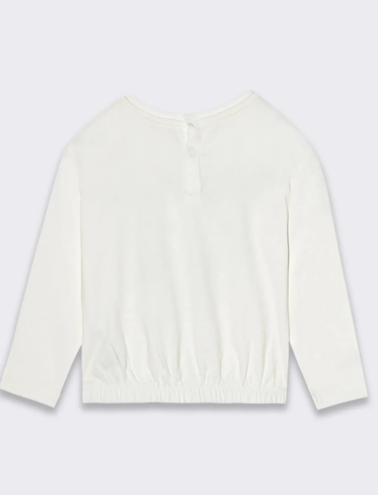 Piazza Italia Neonata<T-shirt girocollo manica lunga, con stampa frontale fiocco ed arricciatura al fondo - Bianco panna