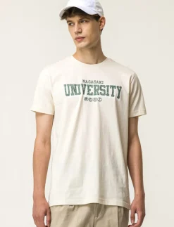 Uomo Piazza Italia Uomo|Polo E T-Shirt<T-shirt girocollo maniche corte regular fit college inspiration - latte