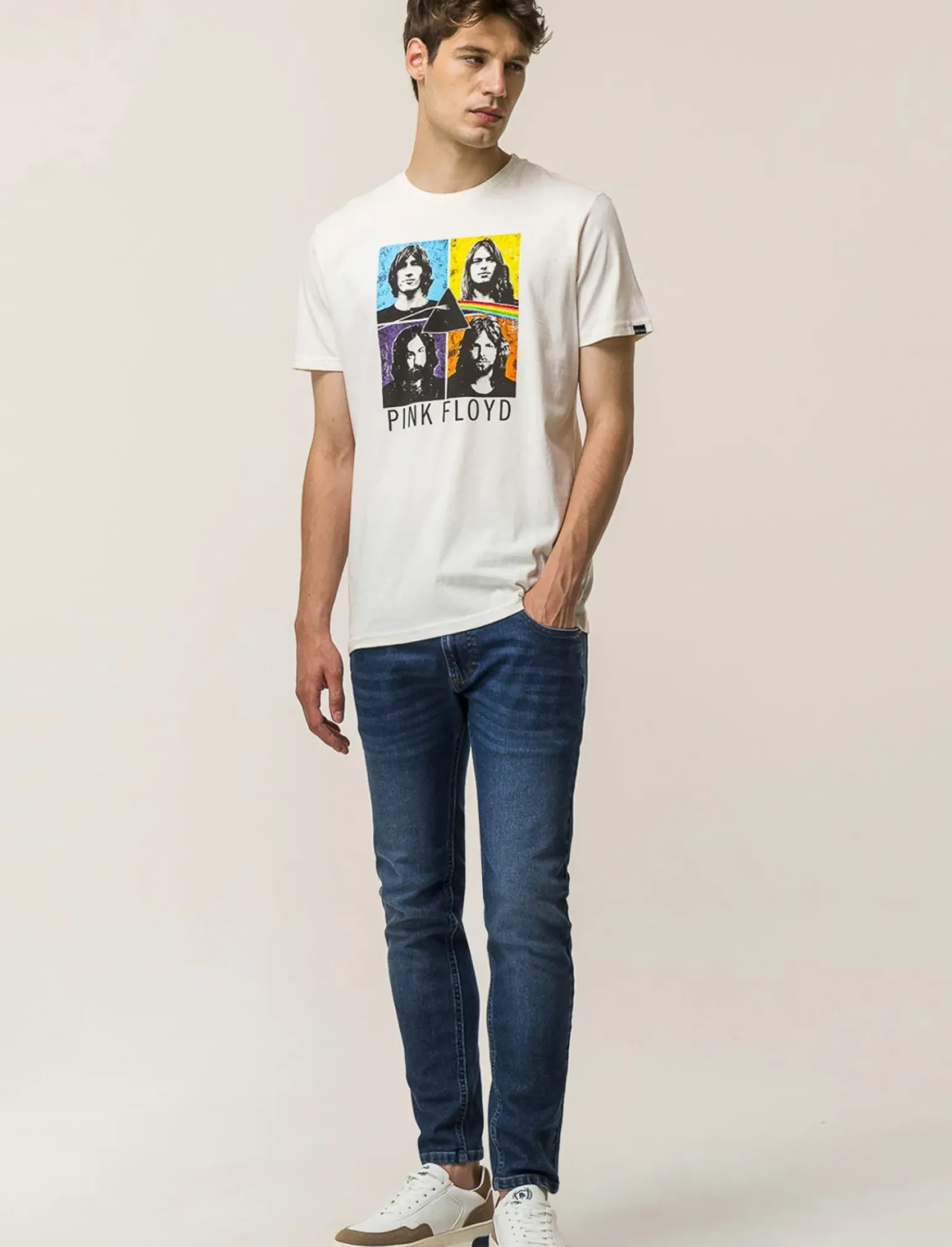 Uomo Piazza Italia Uomo|Polo E T-Shirt<T-shirt girocollo maniche corte regular fit con stampa PINKFLOYD License - sporco