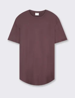 Uomo Piazza Italia Uomo|Polo E T-Shirt<T-shirt girocollo maniche corte loose fit in jersey misto viscosa con fondo stondato - Bordeaux