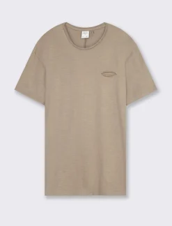 Uomo Piazza Italia Uomo|Polo E T-Shirt<T-shirt girocollo maniche corte loose fit in jersey slub puro cotone - kaki