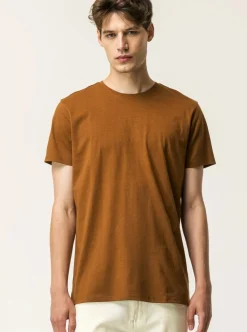 Uomo Piazza Italia Uomo|Polo E T-Shirt<T-shirt girocollo maniche corte regular fit in jersey puro cotone - tabacco