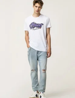 Uomo Piazza Italia Uomo|Polo E T-Shirt<T-shirt girocollo maniche corte regular fit con stampa graffiti USA Inspiration -