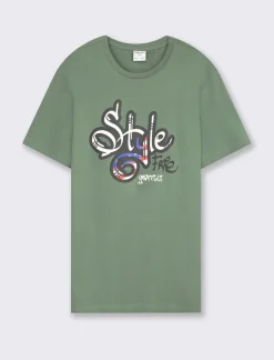 Uomo Piazza Italia Uomo|Polo E T-Shirt<T-shirt girocollo maniche corte regular fit con stampa graffiti USA Inspiration -