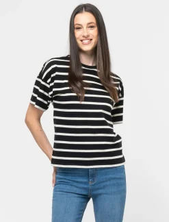 Donna Piazza Italia Maglieria<T-shirt in cotone con manica 3/4 a strisce - var 2