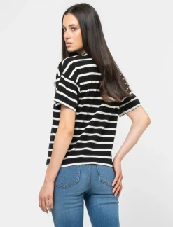 Donna Piazza Italia Maglieria<T-shirt in cotone con manica 3/4 a strisce - var 2