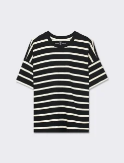 Piazza Italia T-shirt in cotone con manica 3/4 a strisce - var 2 New