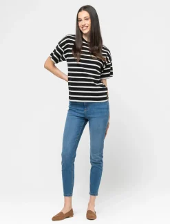 Piazza Italia T-shirt in cotone con manica 3/4 a strisce - var 2 New