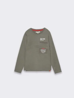 Bambino Piazza Italia Bambino|Maglieria<T-shirt in jersey fiammato da bambino con stampa frontale - militare