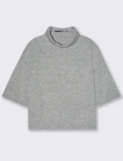 Donna Piazza Italia T-Shirt E Top<T-shirt in maglia a collo alto - Grigio