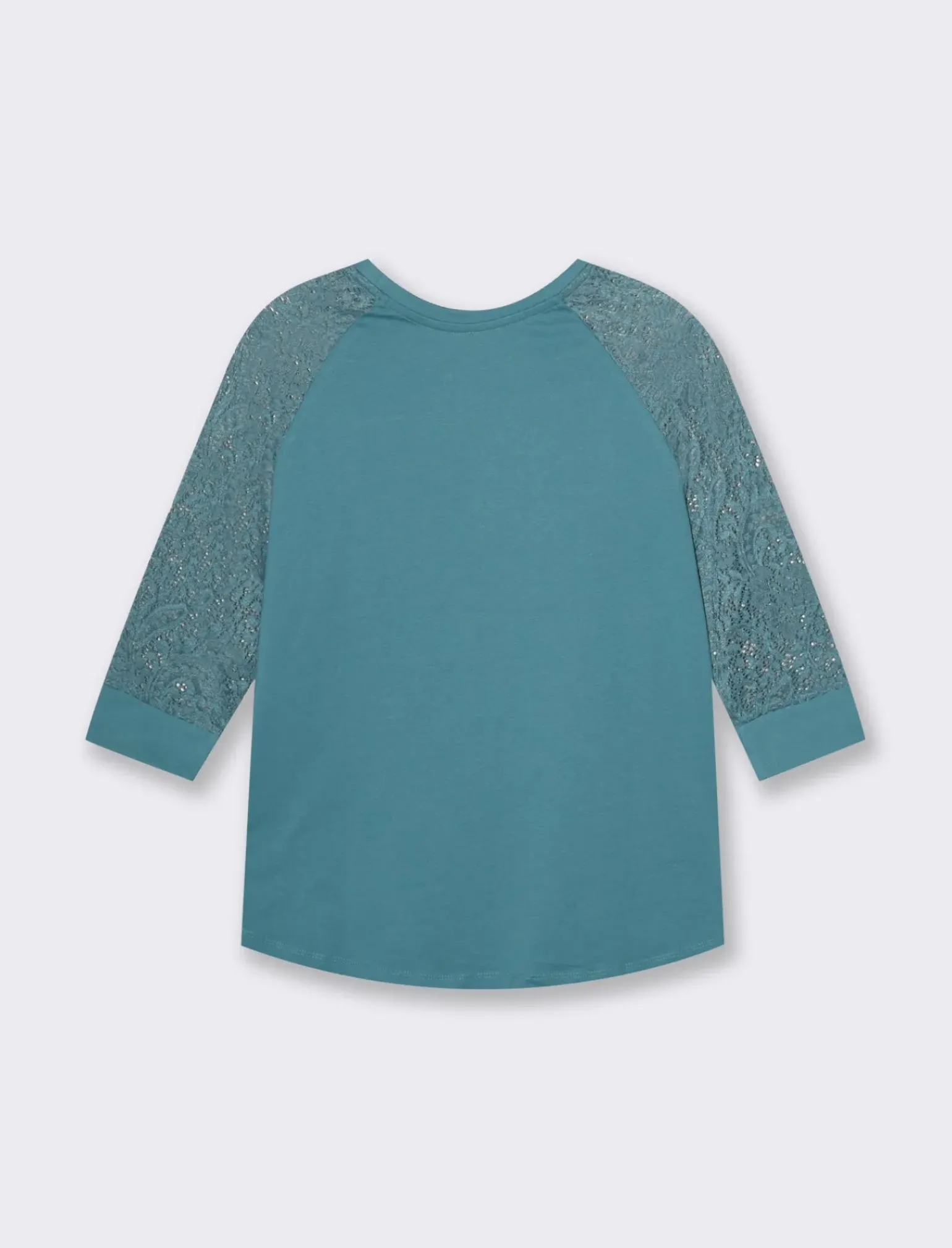 Donna Piazza Italia Maglieria<T-shirt in pizzo con manica 3/4 e motivi floreali raglan - petrolio