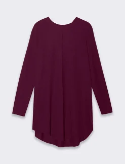 Donna Piazza Italia Donna|Maglieria<T-shirt lunga a girocollo a manica lunga e spacchi laterali - Lampone