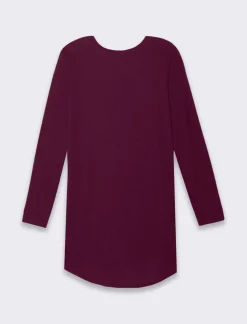 Donna Piazza Italia Donna|Maglieria<T-shirt lunga a girocollo a manica lunga e spacchi laterali - Lampone