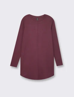 Piazza Italia T-shirt lunga a girocollo a manica lunga e spacchi laterali - Lampone Rosso Cheap