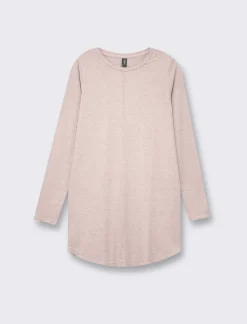 Donna Piazza Italia Donna|Maglieria<T-shirt lunga a girocollo a manica lunga e spacchi laterali - antico