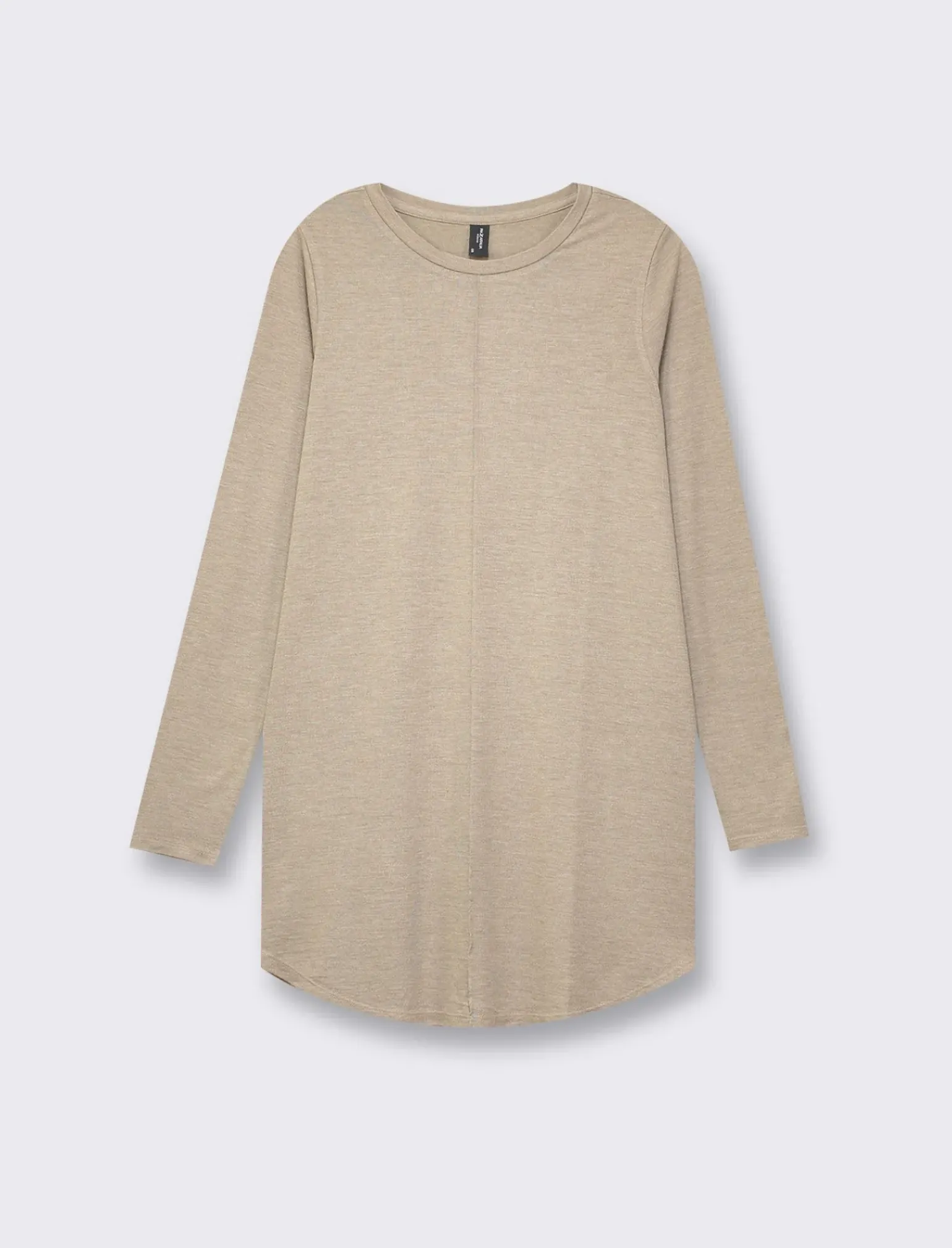 Donna Piazza Italia Donna|Maglieria<T-shirt lunga a girocollo a manica lunga e spacchi laterali - Tortora melange