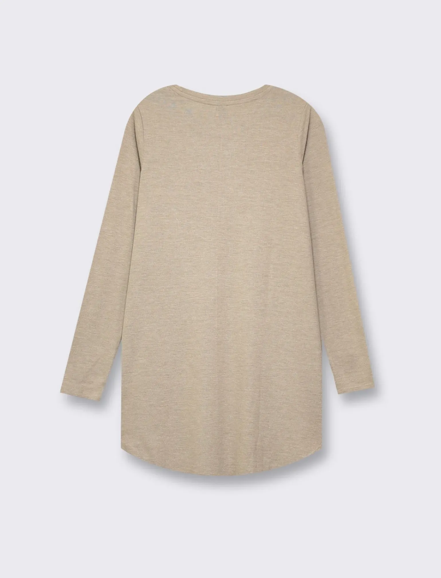 Donna Piazza Italia Donna|Maglieria<T-shirt lunga a girocollo a manica lunga e spacchi laterali - Tortora melange