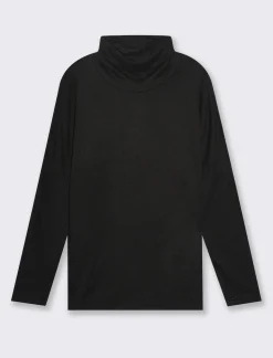 Donna Piazza Italia Maglieria<T-shirt manica lunga a collo alto e arricciatura - Nero