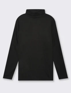 Donna Piazza Italia Maglieria<T-shirt manica lunga a collo alto e arricciatura - Nero