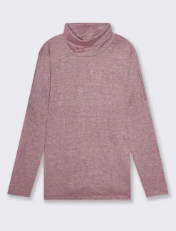 Donna Piazza Italia Maglieria<T-shirt manica lunga a collo alto e arricciatura - Rosa