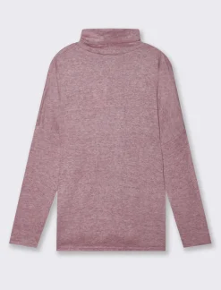 Donna Piazza Italia Maglieria<T-shirt manica lunga a collo alto e arricciatura - Rosa