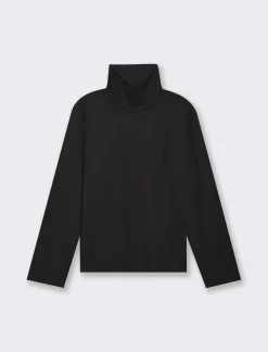 Donna Piazza Italia Maglieria<T-shirt manica lunga collo alto e cucitura frontale tessuto tipo maglina -