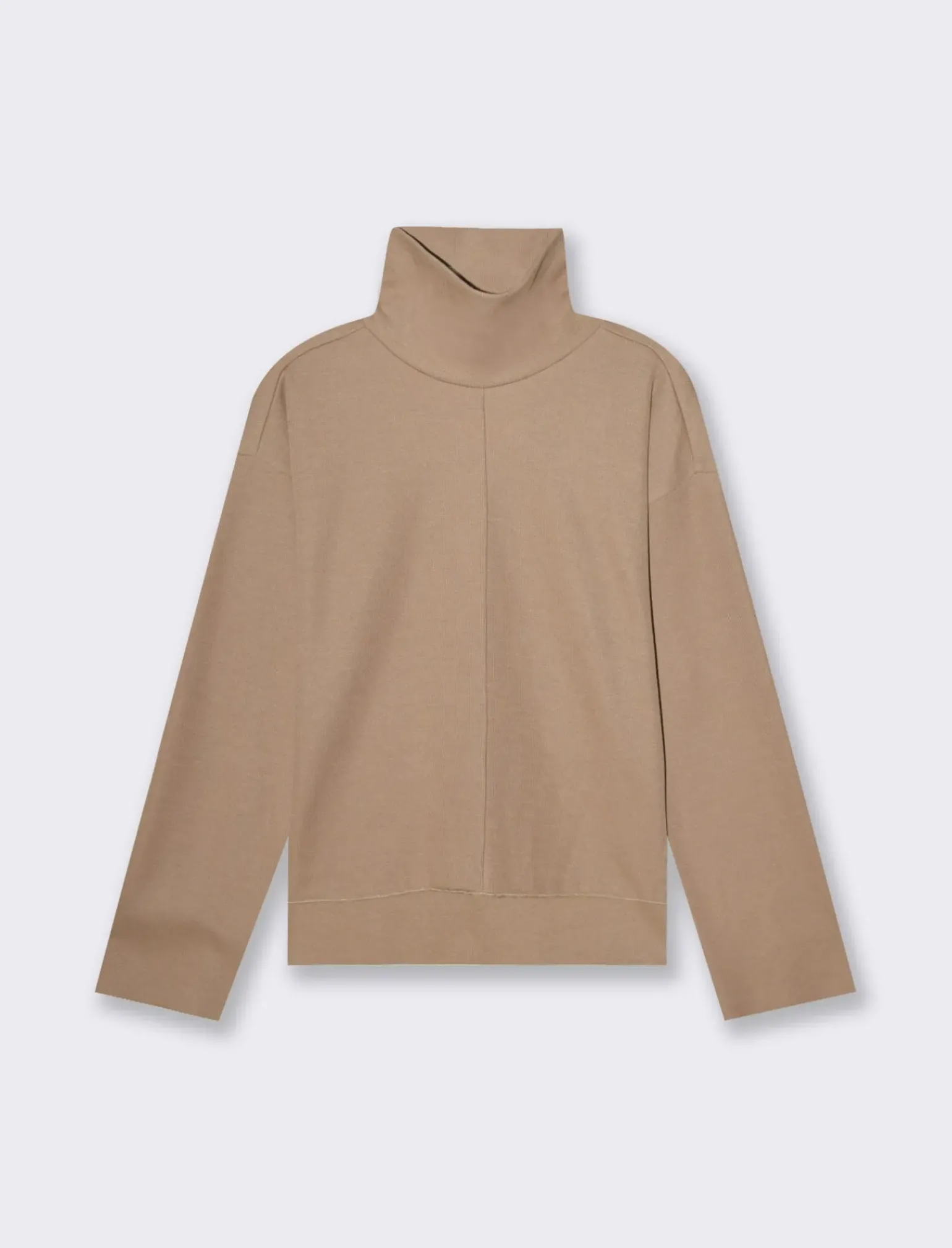 Donna Piazza Italia Maglieria<T-shirt manica lunga collo alto e cucitura frontale tessuto tipo maglina - Cammello