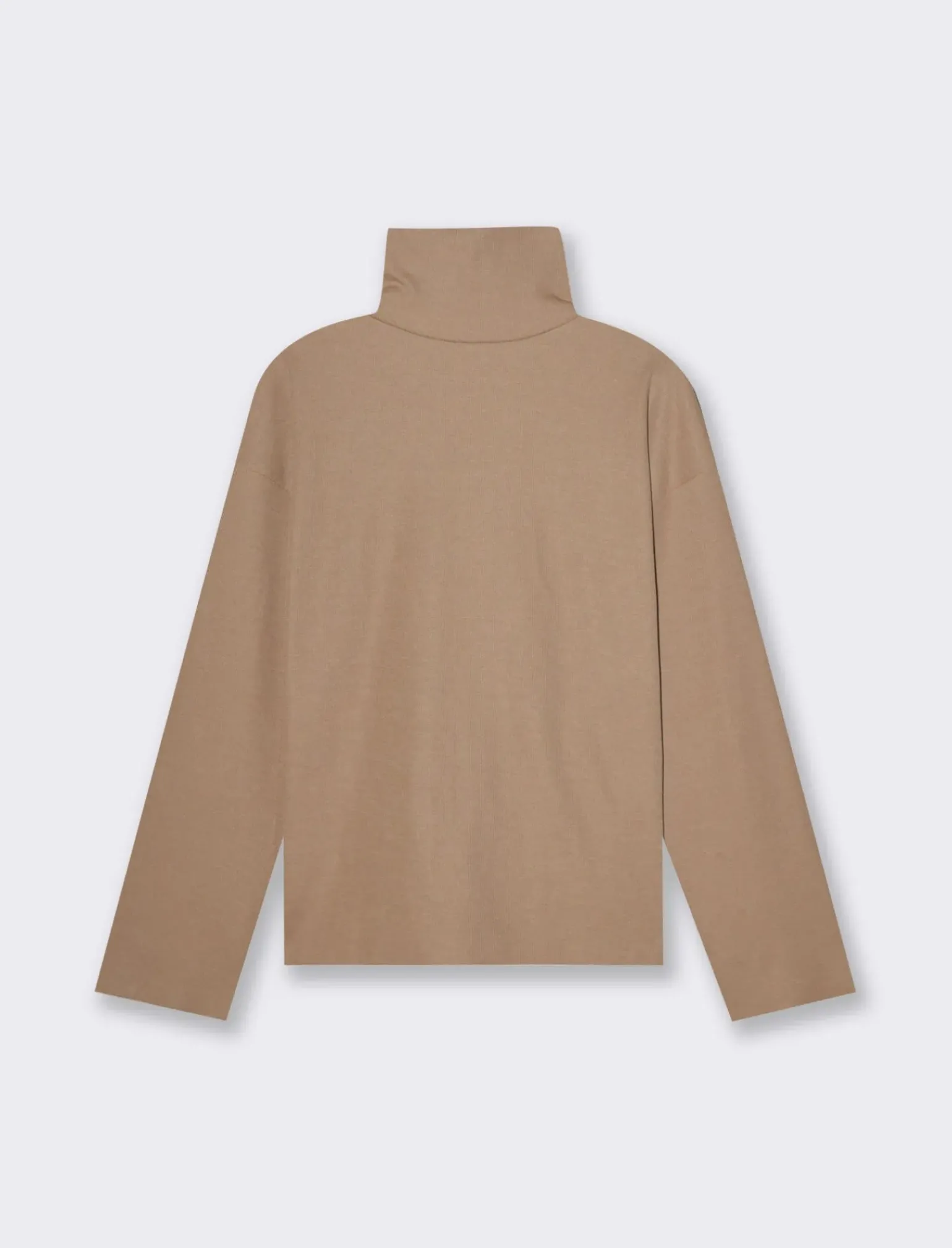 Donna Piazza Italia Maglieria<T-shirt manica lunga collo alto e cucitura frontale tessuto tipo maglina - Cammello