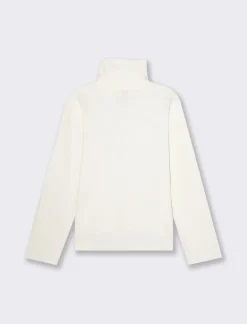 Donna Piazza Italia Maglieria<T-shirt manica lunga collo alto e cucitura frontale tessuto tipo maglina - Avorio