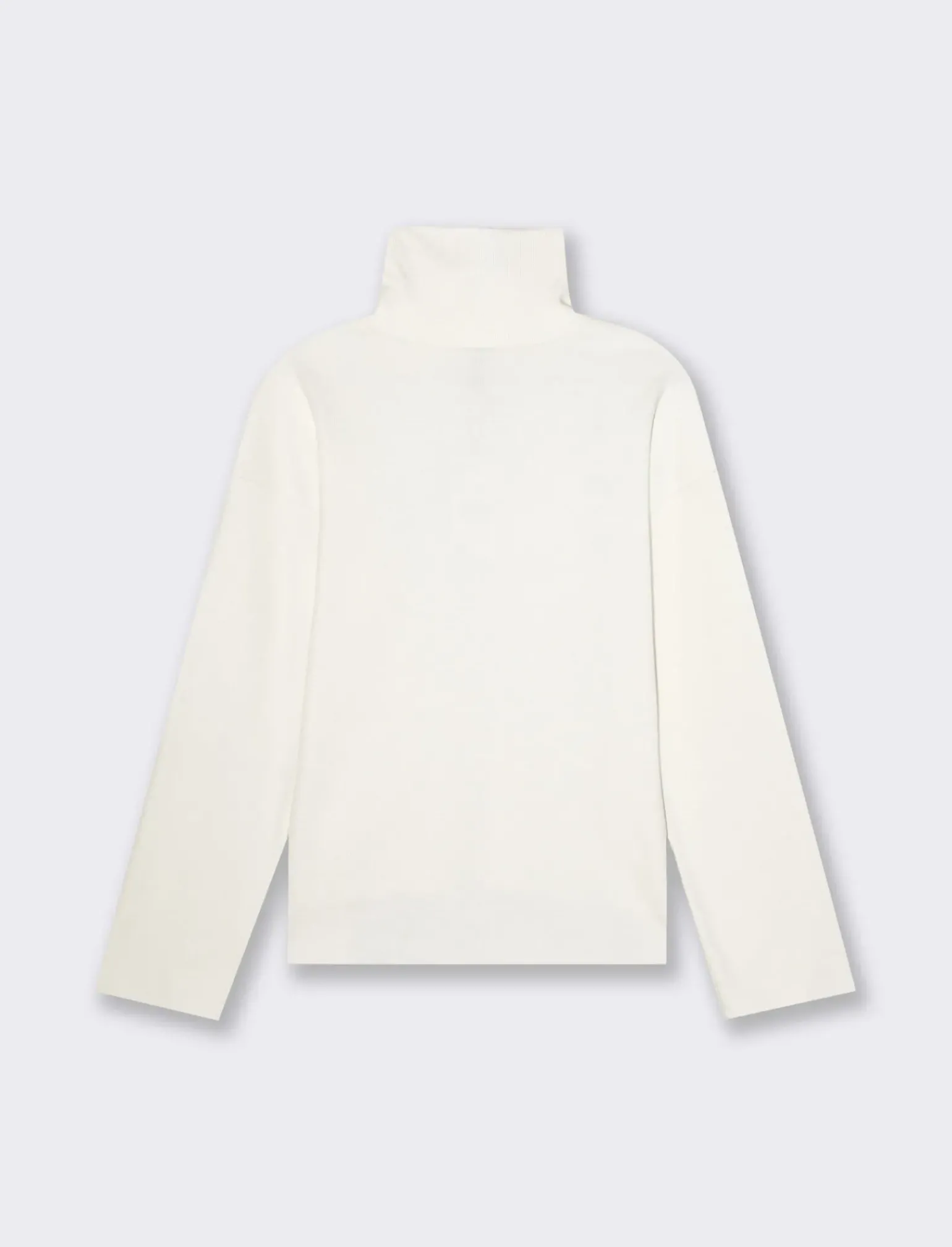 Donna Piazza Italia Maglieria<T-shirt manica lunga collo alto e cucitura frontale tessuto tipo maglina - Avorio