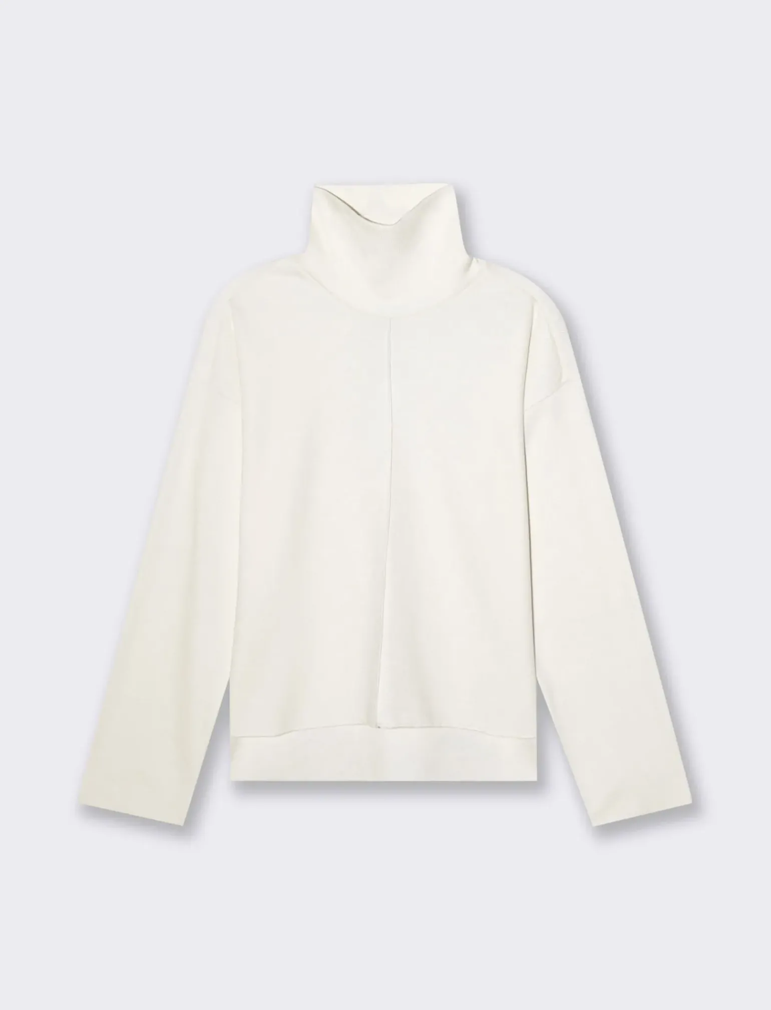 Donna Piazza Italia Maglieria<T-shirt manica lunga collo alto e cucitura frontale tessuto tipo maglina - Avorio