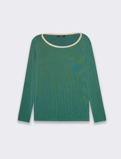 Donna Piazza Italia Donna|Maglieria<T-shirt manica lunga, girocollo con bordo in filo effetto metallico -