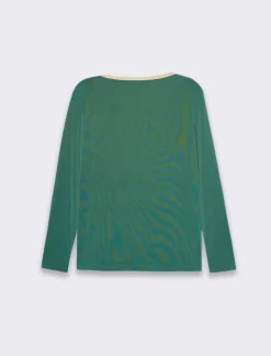 Donna Piazza Italia Donna|Maglieria<T-shirt manica lunga, girocollo con bordo in filo effetto metallico -