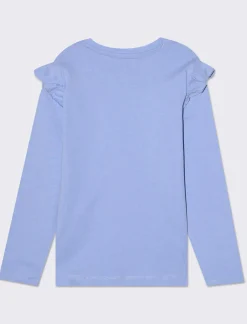 Piazza Italia Bambina|T-Shirt E Top<T-shirt manica lunga in cotone con rouches e stampa con dettagli effetto metallizzato -