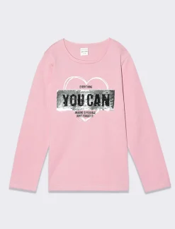 Piazza Italia Bambina|T-Shirt E Top<T-shirt manica lunga in cotone con stampa e dettaglio paillettes -