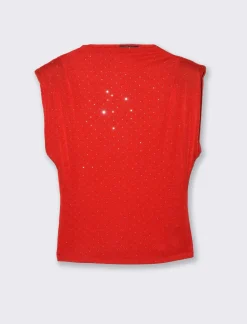 Donna Piazza Italia T-Shirt E Top<T-shirt maniche con appicazioni strass - Rosso