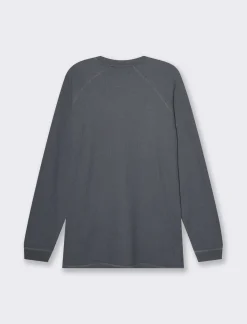 Uomo Piazza Italia Uomo|Polo E T-Shirt<T-shirt maniche lunghe struttura waffel in puro cotone - Avion