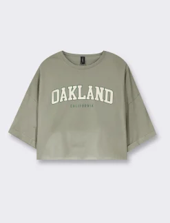 Donna Piazza Italia Donna|T-Shirt E Top<T-shirt mezz manica girocollo vestibilità crop e spalla scesa con stampa - var 2