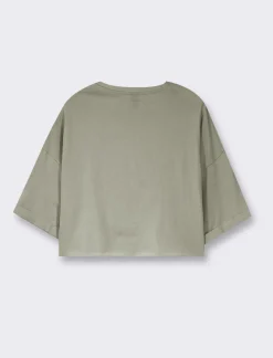 Donna Piazza Italia Donna|T-Shirt E Top<T-shirt mezz manica girocollo vestibilità crop e spalla scesa con stampa - var 2