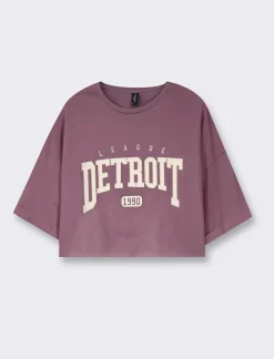 Donna Piazza Italia Donna|T-Shirt E Top<T-shirt mezz manica girocollo vestibilità crop e spalla scesa con stampa - var 3