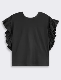 Donna Piazza Italia Donna|T-Shirt E Top<T-shirt mezza manica girocollo con applicazione rouches sulla manica -