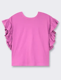 Donna Piazza Italia Donna|T-Shirt E Top<T-shirt mezza manica girocollo con applicazione rouches sulla manica -