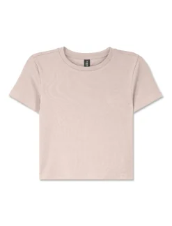 Donna Piazza Italia Donna|T-Shirt E Top<T-shirt mezza manica girocollo con lavorazione a coste - perla