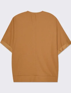 Donna Piazza Italia Maglieria<T-shirt mezza manica girocollo con cintura in rilievo - Cammello