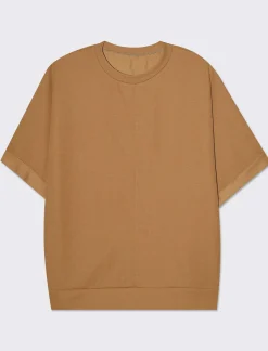 Donna Piazza Italia Maglieria<T-shirt mezza manica girocollo con cintura in rilievo - Cammello