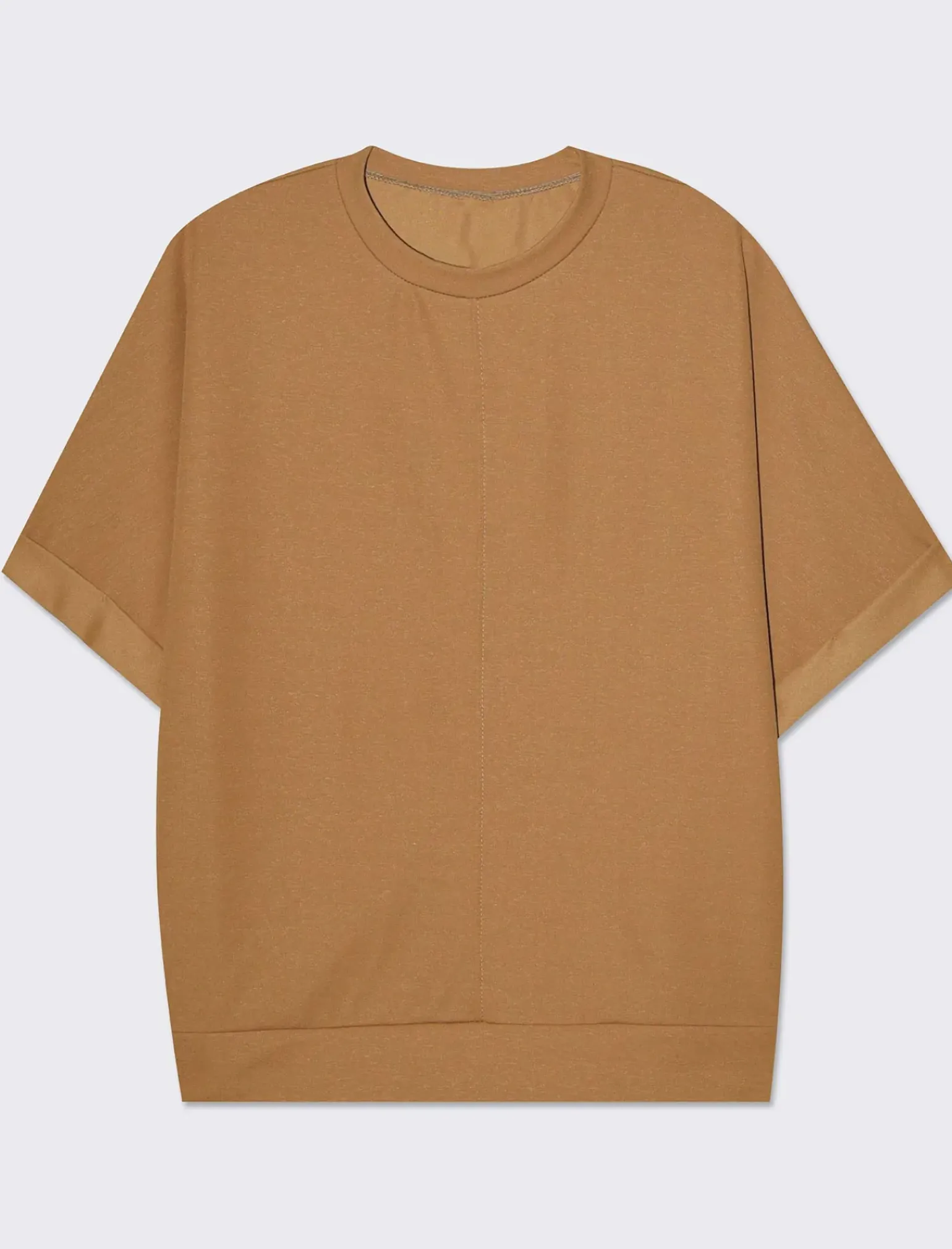 Donna Piazza Italia Maglieria<T-shirt mezza manica girocollo con cintura in rilievo - Cammello